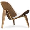 Buy Design Armchair - Scandinavian Armchair - Upholstered in Leather - Luna White 16776 home delivery