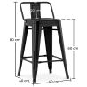Buy Bar Stool with Backrest Industrial Design - 60cm - Metalix Black 58409 - prices