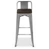 Buy Wooden Bistrot Metalix stool with small backrest - 76 cm Pastel orange 59118 - prices