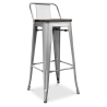Buy Wooden Bistrot Metalix stool with small backrest - 76 cm Pastel orange 59118 at MyFaktory