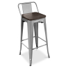 Buy Wooden Bistrot Metalix stool with small backrest - 76 cm Pastel orange 59118 in the Europe