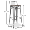 Buy Wooden Bistrot Metalix stool with small backrest - 76 cm Pastel orange 59118 in the Europe