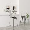 Buy Bistrot Metalix square bar stool with backrest - 60cm Grey blue 58410 - in the EU