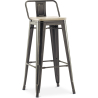 Buy Bistrot Metalix style bar stool with small backrest - 76 cm - Metal and Light Wood Pastel orange 59694 - in the EU
