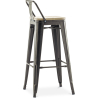Buy Bistrot Metalix style bar stool with small backrest - 76 cm - Metal and Light Wood Pastel orange 59694 in the Europe