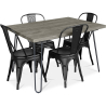Buy Grey Hairpin 120x90 Dining Table + X4 Bistrot Metalix Chair Black 59923 - in the EU