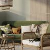 Buy Square Recycled yarn Cushion in Boho Bali Style cover + filling - Chloe White 60214 at MyFaktory