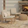 Buy Garden Armchair in Boho Bali Design, Wood and Canvas - Bayen White 60299 in the Europe