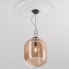 Buy Glass pendant light in modern design, metal and glass - Crada - Big Amber 60403 - in the EU