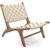 Buy Armchair, Bali Boho Style, Linen and Teak Wood  - Grau Beige 60470 - in the EU