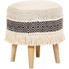 Buy Pouffe Stool in Boho Bali Style, Wood and Cotton - Joan Bali Black 60263 - in the EU