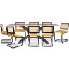 Buy Pack Industrial Wooden Table (200cm) & 8 Rattan and Velvet Mesh Chairs - Nema Mustard 60572 - prices