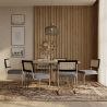 Buy Pack Hairpin Dining Table 150x90 & 6 Black Mesh Rattan and Velvet Chairs - Jenka Dark blue 60582 - in the EU