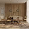 Buy Pack Industrial Wooden Table (200cm) & 8 Rattan and Velvet Mesh Chairs - Wanda Mustard 60593 - in the EU