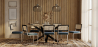 Buy Pack Industrial Wooden Table (200cm) & 8 Rattan and Velvet Mesh Chairs - Jenka Dark blue 60594 - in the EU