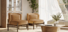 Buy Velvet Upholstered Armchair with Wood - Ebbe Mustard 61215 - prices