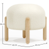 Buy Low Stool Upholstered in Bouclé - Round White 61251 with a guarantee