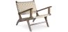 Buy Armchair, Bali Boho Style, Linen and teak wood - Grau Beige 60467 - in the EU