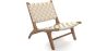 Buy Armchair, Bali Boho Style, Linen and Teak Wood  - Grau Beige 60470 - in the EU