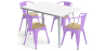 Buy Dining Table + X4 Dining Chairs with Armrest Set - Bistrot - Industrial Design Metal and Light Wood - New Edition Light Purple 60442 with a guarantee