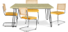 Buy Pack Hairpin Dining Table 120x90 & 4 Black Mesh Rattan and Velvet Chairs - Wanda Mustard 60587 - in the EU