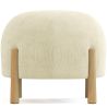 Buy Round Corduroy Upholstered Pouf with Natural Wood Legs - Merv Ivory 61450 - prices