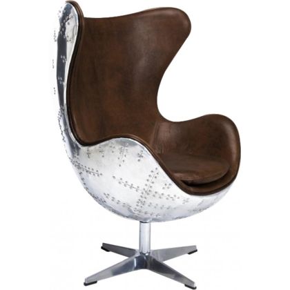 Buy Bold Chair Aviator Armchair - Microfiber Aged Leather Effect Brown 25627 with a guarantee 