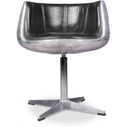 Buy Brandy Chair Aviator - Premium Leather & Aluminium Black 48384 home delivery 