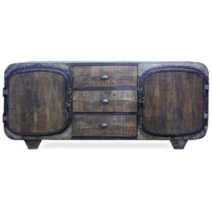 Buy Wooden TV Stand - Retro Industrial Design - Sihu Natural wood 54020 home delivery 