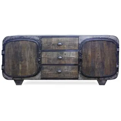 Buy Wooden TV Stand - Retro Industrial Design - Sihu Natural wood 54020 home delivery 