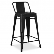 Buy Bar Stool with Backrest Industrial Design - 60cm - Metalix Black 58409 - in the EU 