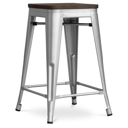Buy Bar Stool - Industrial Design - Wood & Steel - 60cm -Metalix Green 58354 - prices 