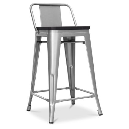Buy Industrial Design Bar Stool with Backrest - Wood & Steel - 60 cm - Metalix Pastel orange 59117 at MyFaktory 