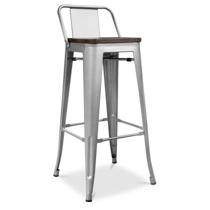 Buy Wooden Bistrot Metalix stool with small backrest - 76 cm Pastel orange 59118 with a guarantee 