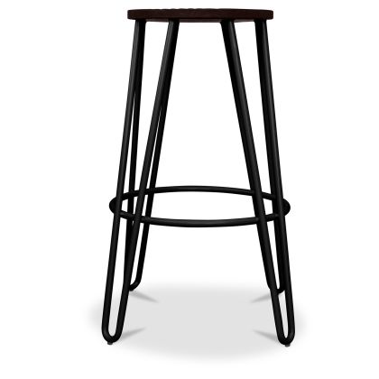 Buy Hairpin Stool - 74cm - Dark wood and metal Black 58321 home delivery 