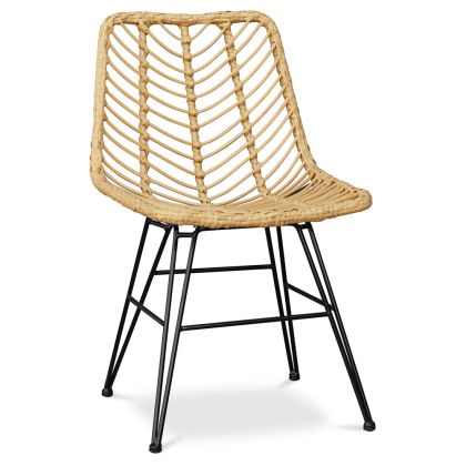 Buy Synthetic wicker dining chair - Valery Natural wood 59254 in the Europe 