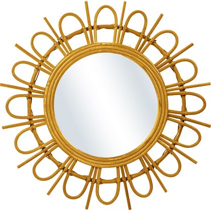 Buy Wall Mirror - Boho Bali Round Design (60 cm) - Uli Natural wood 60053 in the Europe 
