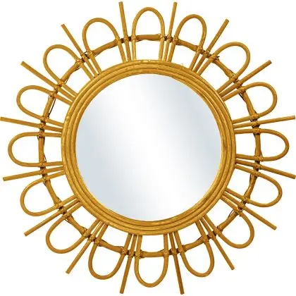 Buy Wall Mirror - Boho Bali Round Design (60 cm) - Uli Natural wood 60053 in the Europe 