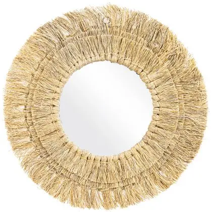 Buy Wall Mirror - Boho Bali Round Design (60 cm) - Qui Natural wood 60056 at MyFaktory 