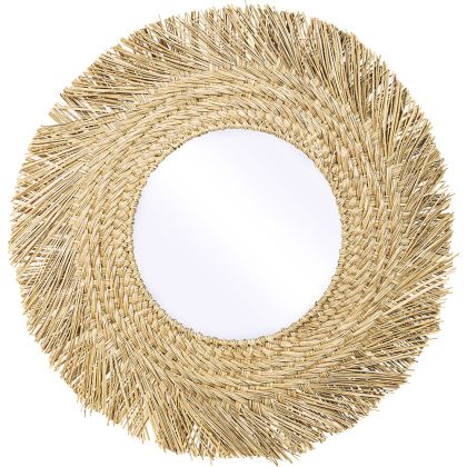 Buy Wall Mirror - Boho Bali Round Design (60 cm) - Paui Natural wood 60061 - in the EU 