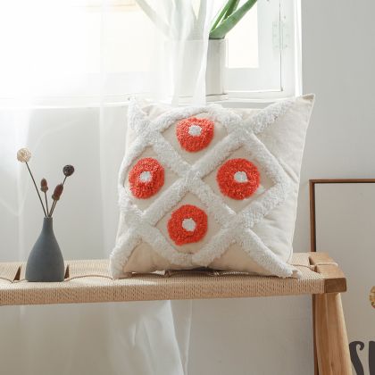 Buy Square Cotton Cushion Boho Bali Style (45x45 cm) cover + filling - Pineka Orange 60171 - in the EU 