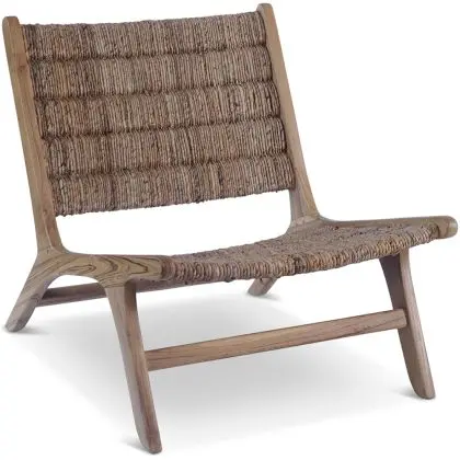 Buy Armchair in Boho Bali Style, Rattan and Teak Wood - Hewar Natural 60475 in the Europe