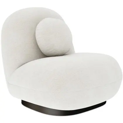Buy White boucle armchair upholstered - Black legs - Nuiba White 60483 with a guarantee