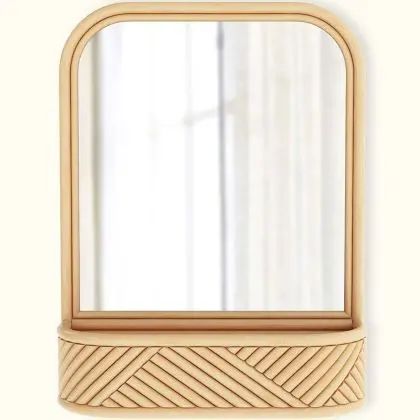 Buy Wall Mirror with Rattan Frame - Bali Boho Style - Dania Natural 60636 home delivery 