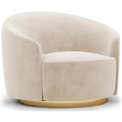 Buy Curved Design Armchair - Upholstered in Velvet - Treya Light grey 60647 in the Europe