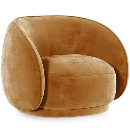 Buy Curved Velvet Upholstered Armchair - William Mustard 60692 in the Europe