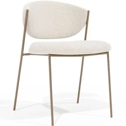 Buy Dining chair - Upholstered in Bouclé Fabric - Vara White 61150 with a guarantee