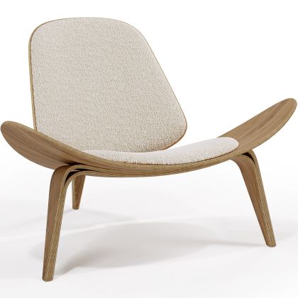 Buy Designer armchair - Scandinavian armchair - Boucle upholstery - Luna White 61247 in the Europe 