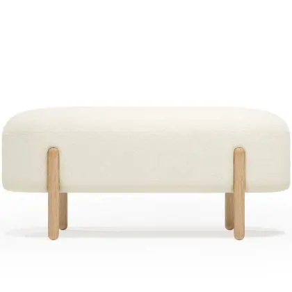 Buy Upholstered Bouclé Bench - Round White 61250 in the Europe