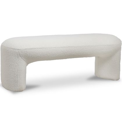 Buy Upholstered Bench in Bouclé Fabric - Loriel White 61307 in the Europe 